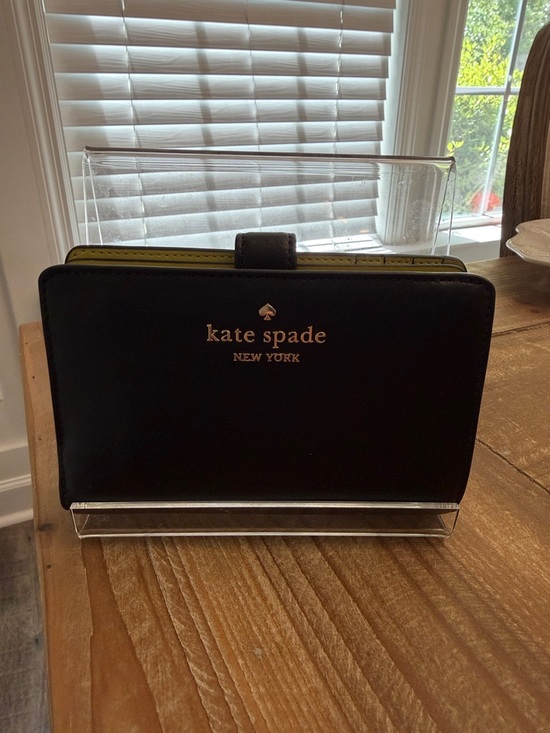 kate spade Handbags - kate spade black wallet with lime interior and gold logo